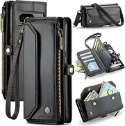 [ELEPIK] for Google Pixel 8 Case, Adjustable Crossbody Wallet Case with Card Holder, Kickstand, [RFID Blocking] [Crossbody & Wrist Strap] Durable PU Leather Magnetic Phone Case, Black