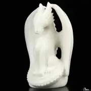 5.0" White Jade Hand Carved Crystal Dragon Sculpture, Crystal Healing