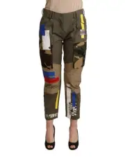 Dolce & Gabbana Multicolor Camo Patchwork Trousers PAN72085 Women Green Pants