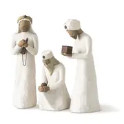 The Three Wisemen, Follow to Find the Light of the World, Set of Walking, Bowing, Kneeling Figures White
