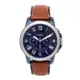FOSSIL Grant 旗艦三眼計時腕錶-藍x棕/44mm(FS5151)