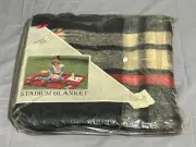 Vintage Stadium-Throw Blanket Black, Cream, Red Plaid 50x60 Soft Moth Proof