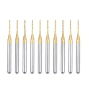 10Pcs 1mm Titanium Coat Carbide End Mill Engraving CNC Router Bits, 1/8" Shank