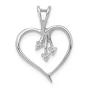 Solid 14k White Gold Simulated CZ Heart Pendant