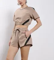 NWT AKIRA brown Two Piece Short Set