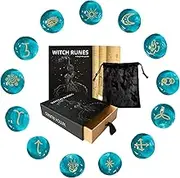 Rune Stones Set, Pagan Stones, Rune Set with Bag and Guide Book for Paganism Rituals Decoration Ornaments Men Women