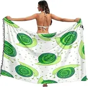 [RPLIFE] Cute Green Snails Cucumber Shells Women's Sarong, Fringe Sarong Wrap for Summer Beach/Pool, Large, Cute Green Snails Cucumber Shells, Large