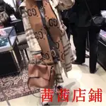 茜茜二手/GUCCI GG羊毛真絲大LOGO圍巾 披肩 方巾 495592現貨