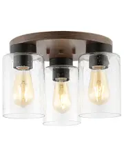 JONATHAN Y Nola 13In 3-Light Bohemian Farmhouse Iron/Seeded Glass LED Semi Flush Mount