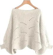 Winter Knitted Shawl Pullover - Bat Sleeves Irregular Hem Women Winter Knitwear Irregular Cloak Sweater,Chunky Solid Color Shawl Women Winter Knitwear Irregular Cloak Sweater Puchen
