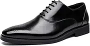 ZJSCNBE Men's Leather Shoes Top Layer Cowhide Handmade Colored Brock Business Leather Shoes Men's Leather Casual(Black,40)