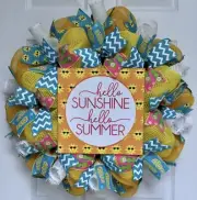 Hello Sunshine Hello Summer Handmade Deco Mesh Wreath