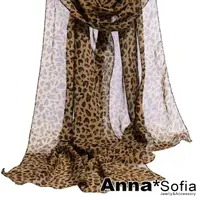 在飛比找momo購物網優惠-【AnnaSofia】仿蠶絲領巾絲巾圍巾-野魅豹紋 軟柔雪紡