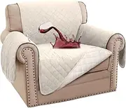 H.VERSAILTEX 2025 New 100% Waterproof Sofa Covers Chair Cover Sofa Couch Protector Triple Non-Slip Sofa Slipcover for 1 Cushion Furniture Protector for Pets, Kids,Dog (1 Seater, Ivory)