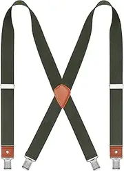 [CEAJOO] Mens Suspenders Heavy Duty 1.4 Inch X-Back Adjustable Elastic Braces with Strong Clips and Straps