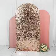 3 ROSE GOLD Assorted Fitted Round Top Arch Backdrop STAND COVERS Set Party Event