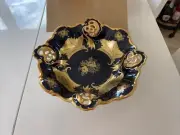 Weimar Katharina Jutta Large Cobalt/Gold-Leaves Reticulated 12.5”Dish-Brand New