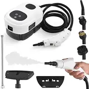 Pressurized Handheld Multi-Surface Steam Cleaner with 8pcs Accessories Screen 6 Levels Adjustable Deep Cleaning Steamer with Portable Handle for Clothes Car Glass Window Kitchen White AU Plug