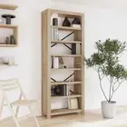 7-Tier Bookcase 80x30x200 cm Solid Wood Acacia Display Storage Book Cabinet Rack