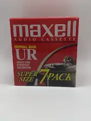 New Sealed Maxell Audio Cassette Tapes UR90 Minute Normal Bias Blank. 7 Packs