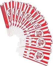 ZUNOXAZ 24pcs Paper Popcorn Buckets Striped Edge Sturdy Snack Containers for Birthday Parties Movie and Holiday Celebrations for Candy and Snack Storage
