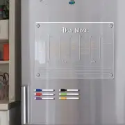Acrylic Fridge Note Board with 6 Color Markers Clear Magnetic Erasable Board