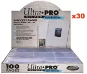 ULTRA PRO SILVER 9 POCKET AFL POKEMON MTG TRADING CARD SLEEVES x 30 PAGES