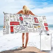 [JBYJBX] I Love London Print Quick Dry Towel Microfiber Towels for Body, Gym, Travel, and Beach â€“ Lightweight