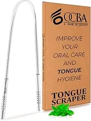 OCBA Tongue Scraper for Oral Health Natural Silver Tongue Cleaner Rustproof Use After Toothbrush for Fresh Breath Stainless Steel