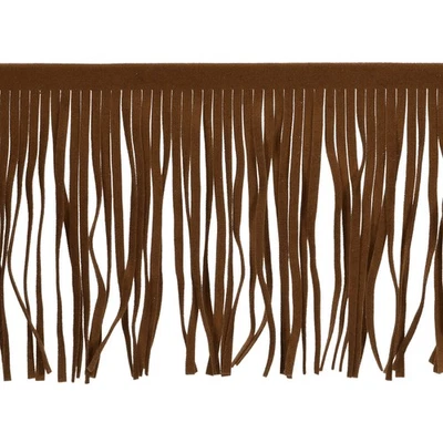 1 Yard 6 Inch PU Leather Fringe Trim DIY Tassel Fringe for Sewing, Coffee Brown