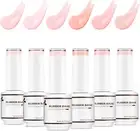Rubber Base Gel Polish for Nails 6 Pcs Rubber Gel Nail Strengthener Nude Pink Na