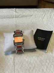 Strada Genoa Quartz Watch with Coral Silvertone Band Japan Movement New
