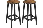 Vasagle Set of 2 Steel Frame Bar Stools - Rustic Brown