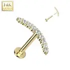 Piercing Labret Ear Yellow Gold 14 Gold Line Curved