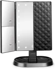 Trifold Lighted Vanity Makeup Mirror 21 Leds 1X/2X/3X Magnification Touch Screen