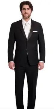 Couture 1910 Black 2-Button Notch Lapel Slim Fit Tuxedo Jacket and 6" Drop Pants