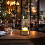 Portable Metal Table Lamp for Indoor/Outdoor,Rechargeable Cordless LED Lamp, 3 Light Colors,for Restaurant/Bedroom/Bars/Outdoor Party/Camping/Coffee Shop Atmosphere Night Light