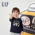 GAP 幼童裝 GAP X HOZO聯名 LOGO純棉長袖T恤-海軍藍(846675)