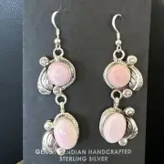 New Navajo Sterling Silver Huge Pink Conch Shell Cluster Earrings 15688
