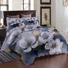White Petals Open 3D Printing Duvet Quilt Doona Covers Pillow Case Bedding Sets