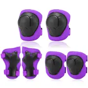 Kids Knee Pads Set 6 in 1 Protective Gear Kit Knee Elbow Pads with Wrist Guards Children Safety purple