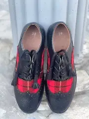 Men's Real Leather Tartan Shoes Scottish Wedding Dress Kilt shoes Chrismas Gift.