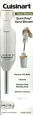 New Cuisinart Hand Blender Powerful 135 Watt Motor/2 Speeds- Stainless Steel