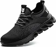 [SUADEX] Steel Toe Shoes Men Women, Safety Work Indestructible Shoes Lightweight Breathable Industrial Construction Non Slip Puncture Proof Composite Toe Shoes