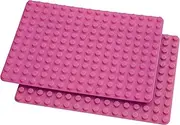 Building Plate Set consisting of 2 Building Plates 12 x 16 knobs Compatible with Duplo and Other Large Size Building Blocks (Princess Pink)