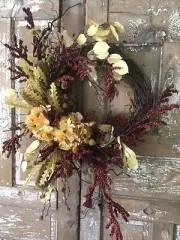 Handmade Designer Wreath Fall Neutral Winter 24” Door Wreath One Of A Kind