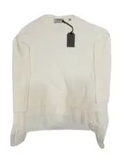 AllSaints 100% Merino Libby Crew Neck Chalk White Women's Size Medium