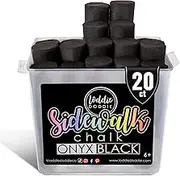 Loddie Doddie- 20ct Bucket of Sidewalk Chalk- Onyx Black- Long lasting Non-Toxic Jumbo Sticks- Reusable Bucket for hours of fun and creativity with easy clean up!