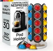 Rotating Coffee Pod Holder Stand Compatible with Nespresso Vertuo - Black