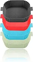 Reusable Silicone Air Fryer Liners - Set of 4 Square for Easy Cleaning & Non-Stick Cooking, Replace Parchment Paper, for Baking & Roasting